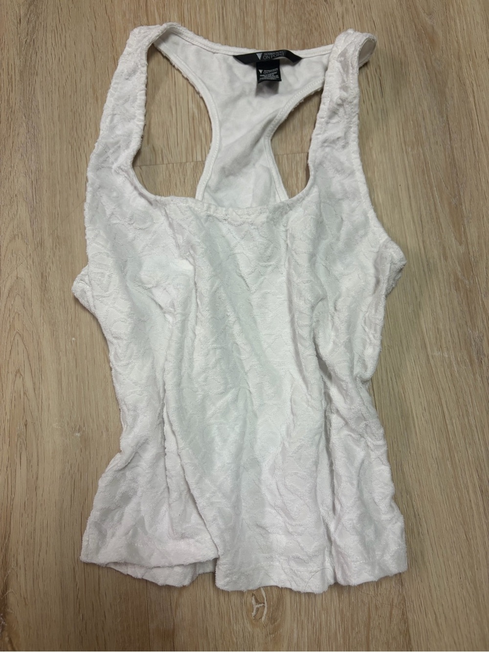 Victoria's Secret White Racerback Lace-Texture Tank